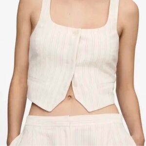 NWOT‎ Mango Striped Cream Vest